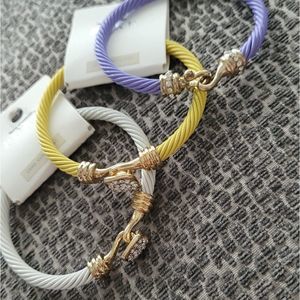 Wire cuff bracelet pearl wire quality with Rhinest